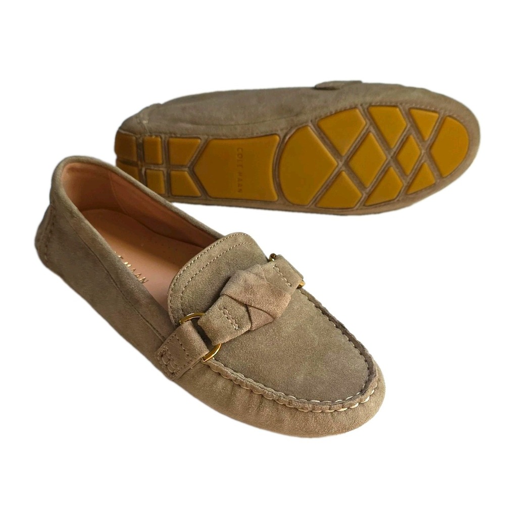 Cole Haan Emmie Knot Driver Loafers Women 5.5 B Taupe Suede New W31015 Flats